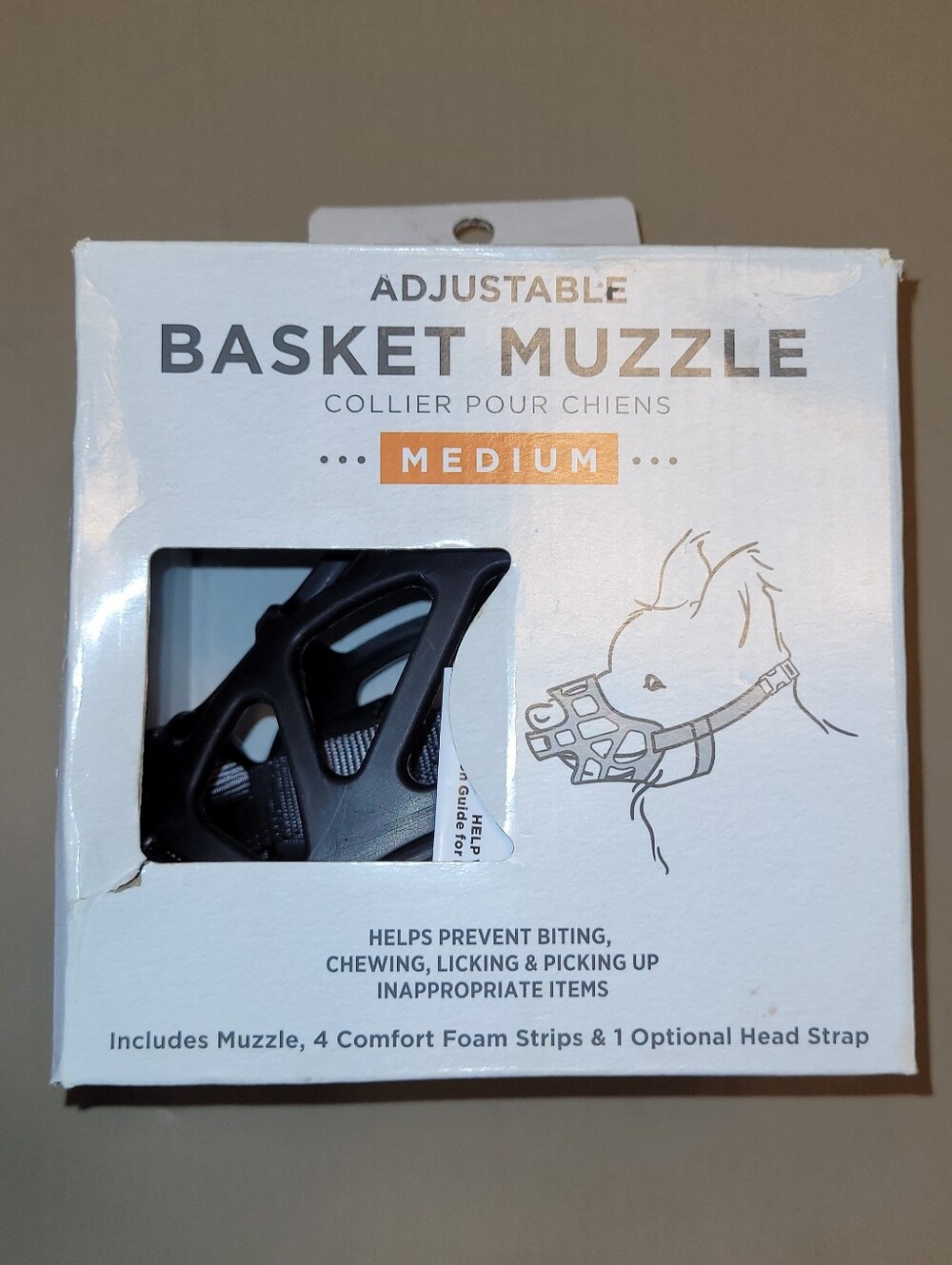 Top-Paw Adjustable Basket Muzzle for Dogs - Black (Medium)